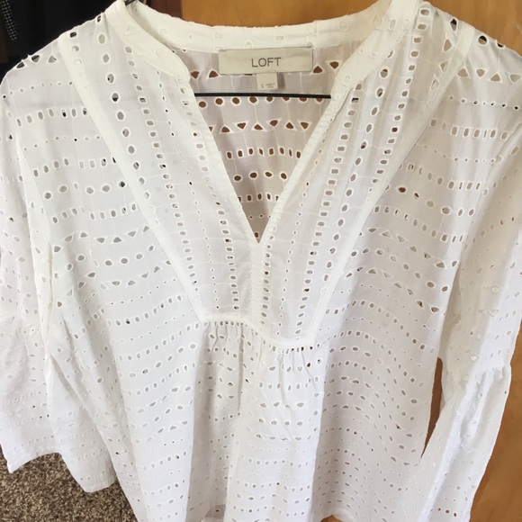 LOFT Tops - White eyelet blouse